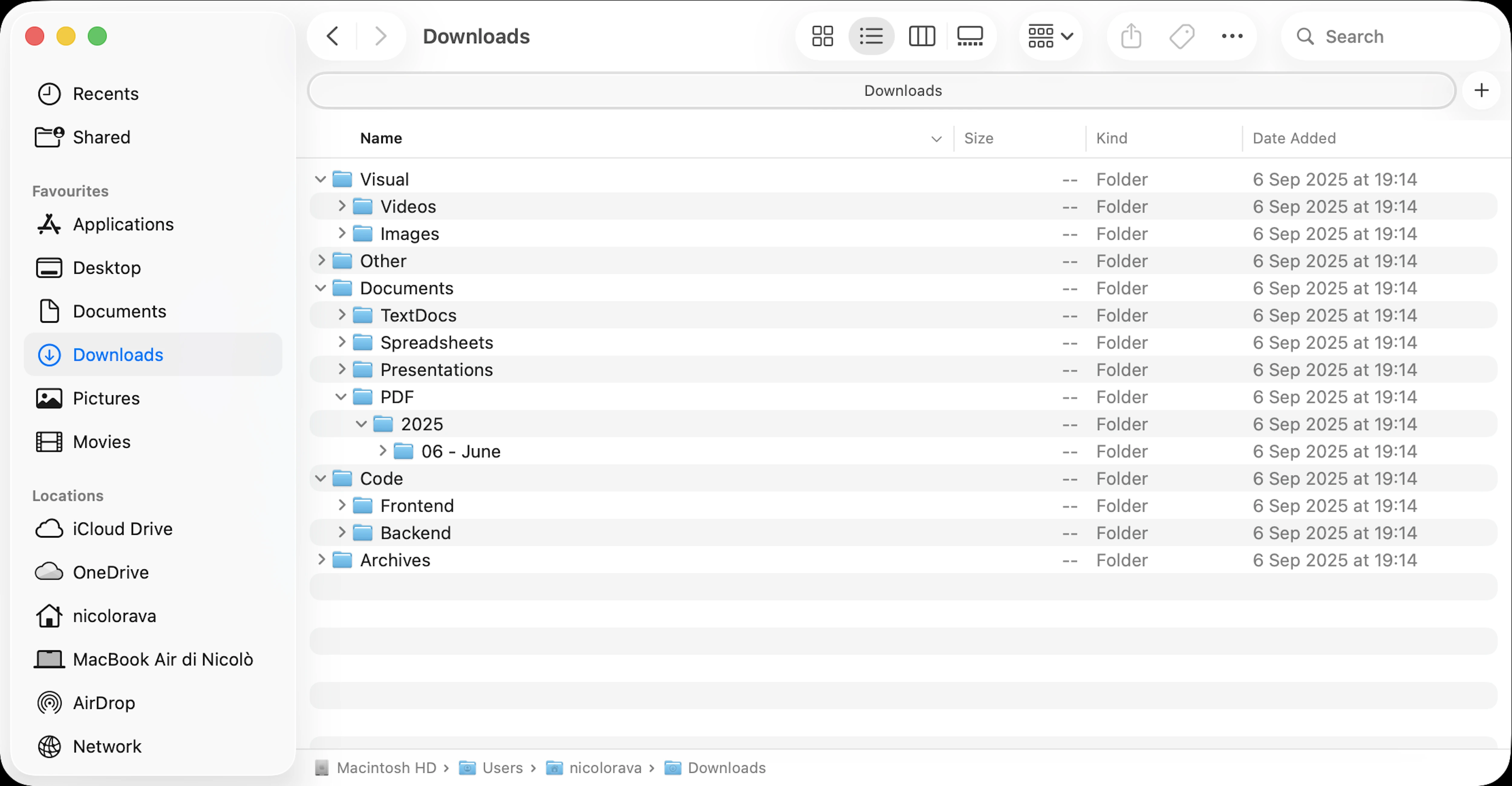 One‑click organizer result